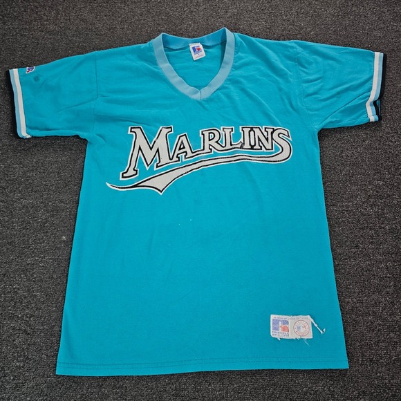 Russell Athletic Other - Vintage Florida Marlins Russell Athletic T Shirt Mens Medium Teal V-Neck 90s MLB